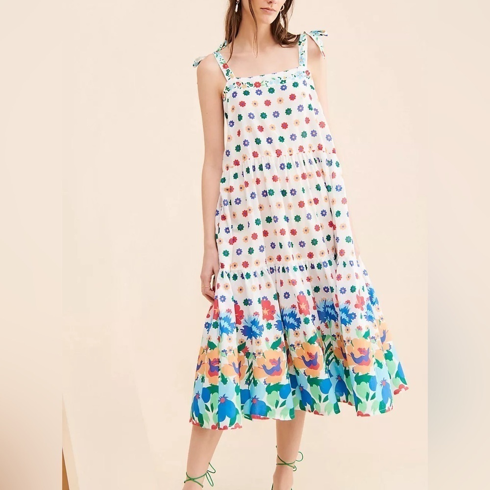 Floe Buvard for Anthropologie Oversized Floral Midi Dress Size XS